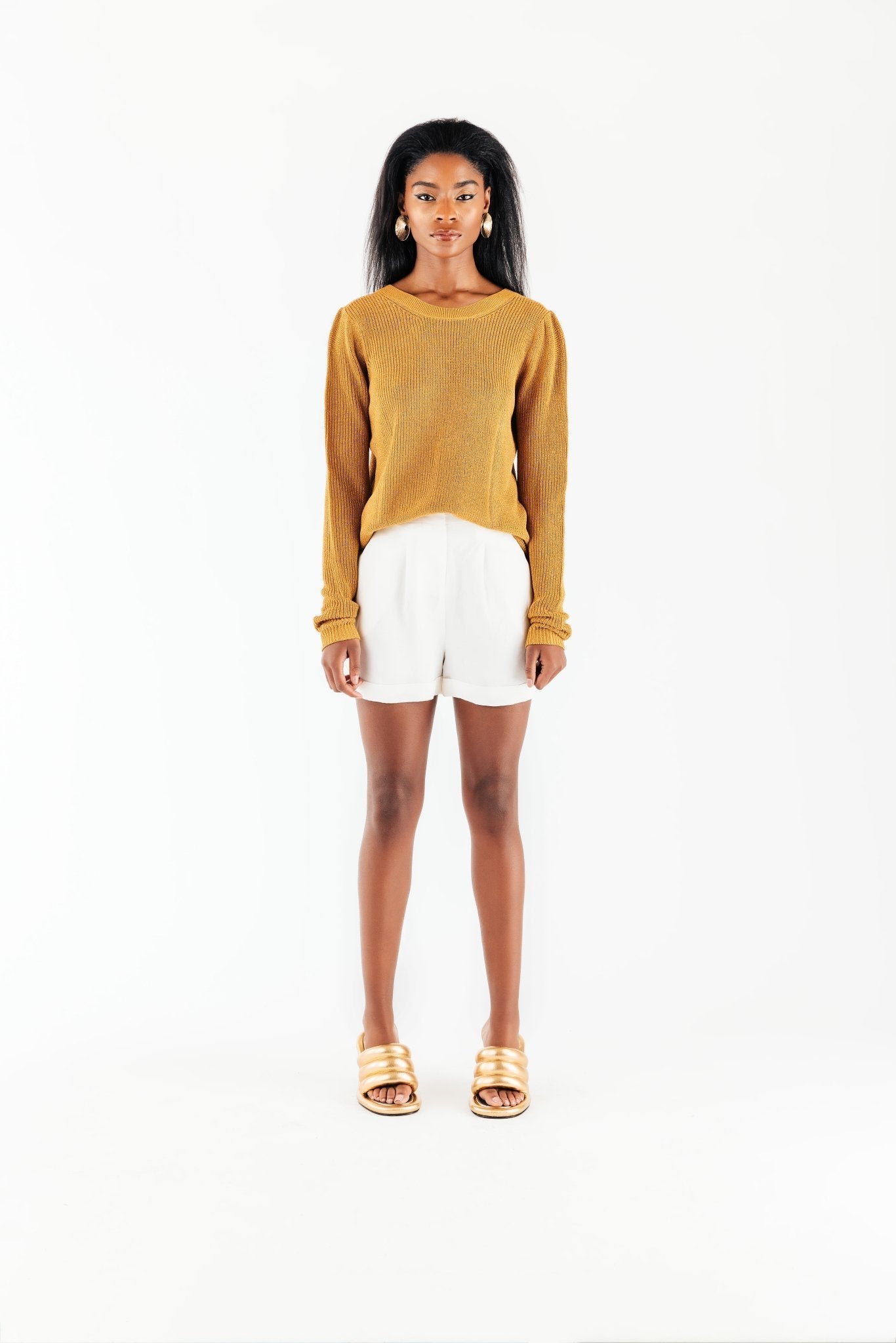 Gold Metallic Nikki Sweater - Chloe Kristyn