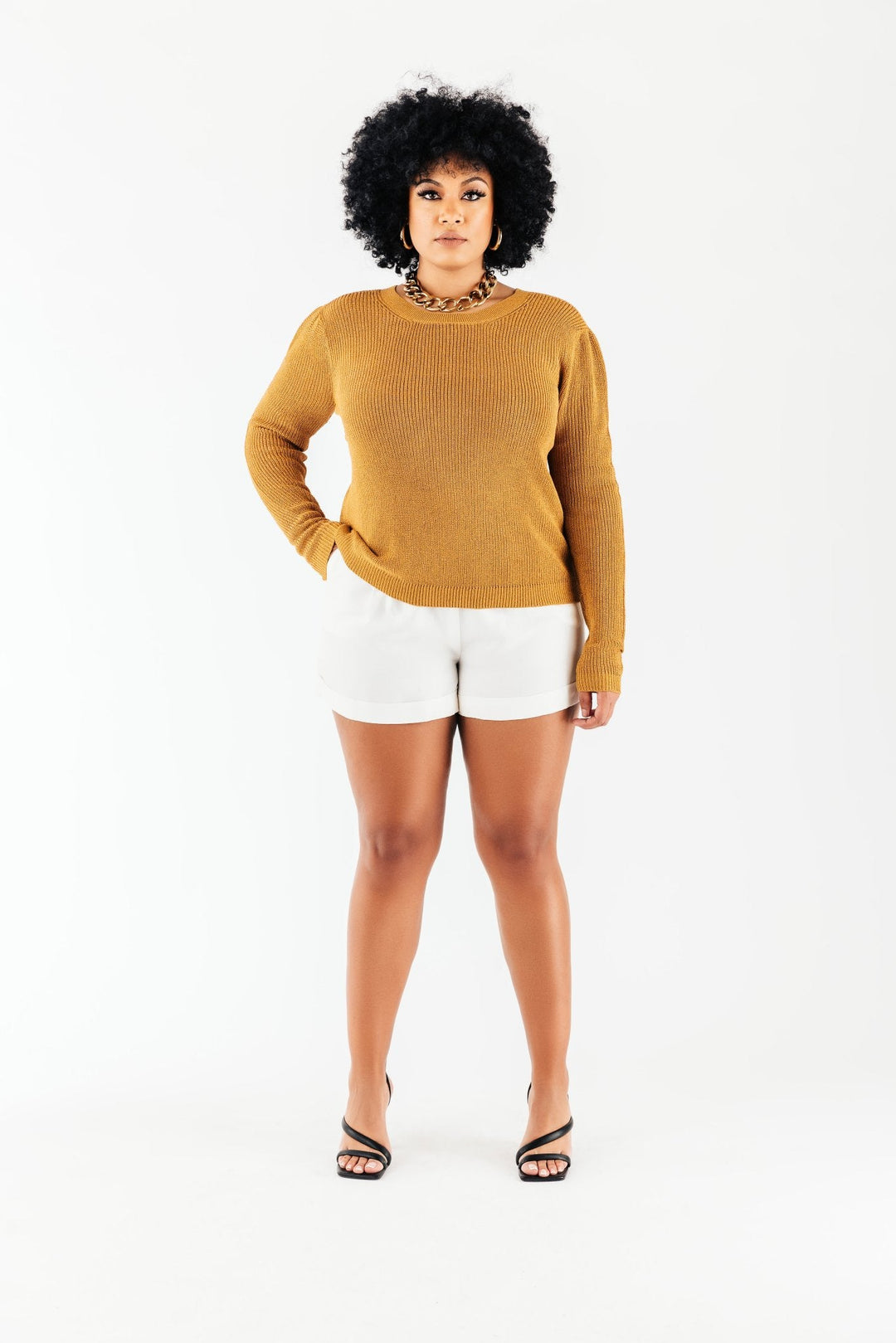 Gold Metallic Nikki Sweater - Chloe Kristyn