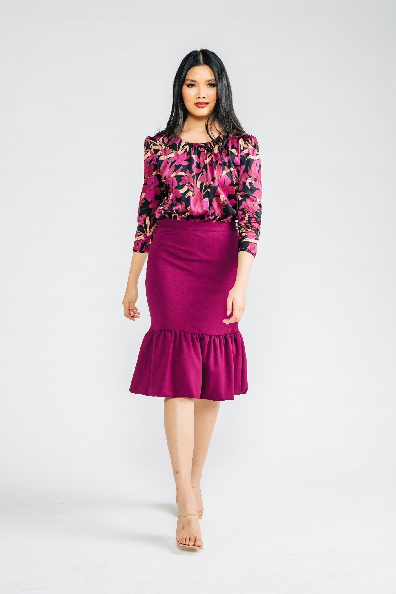 Magenta Floral Tori Blouse - Chloe Kristyn