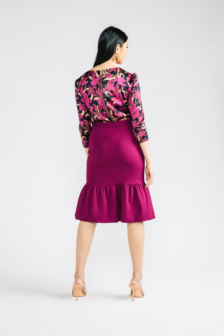 Magenta Floral Tori Blouse - Chloe Kristyn