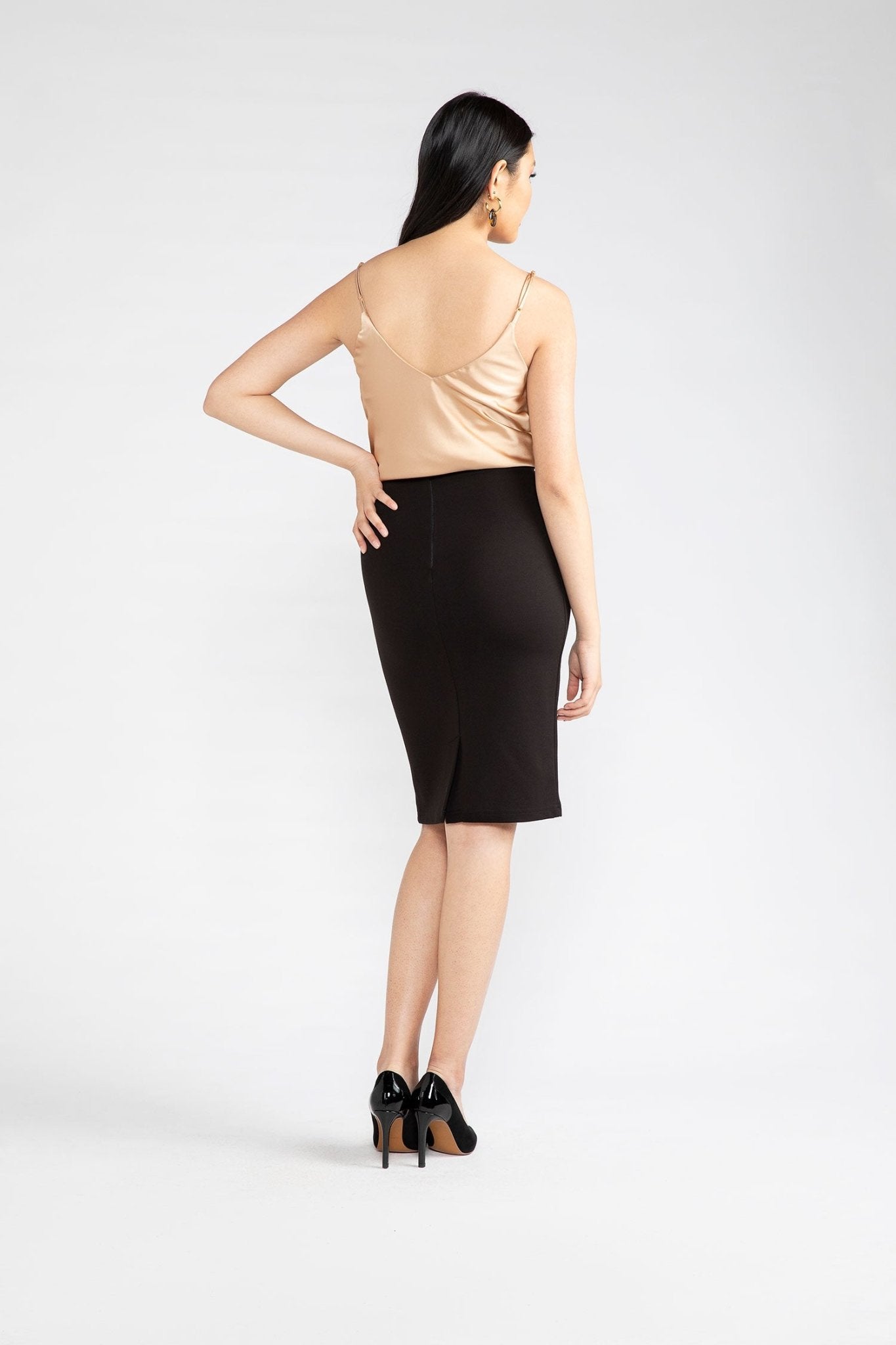 Black Danielle Ponte Pencil Skirt - Chloe Kristyn