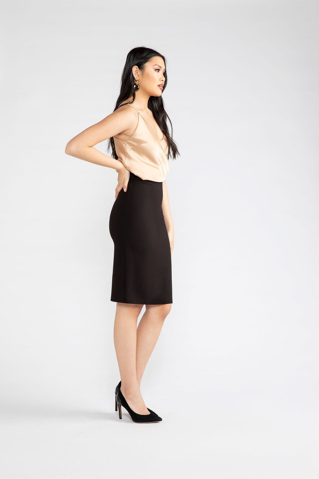 Black Danielle Ponte Pencil Skirt - Chloe Kristyn