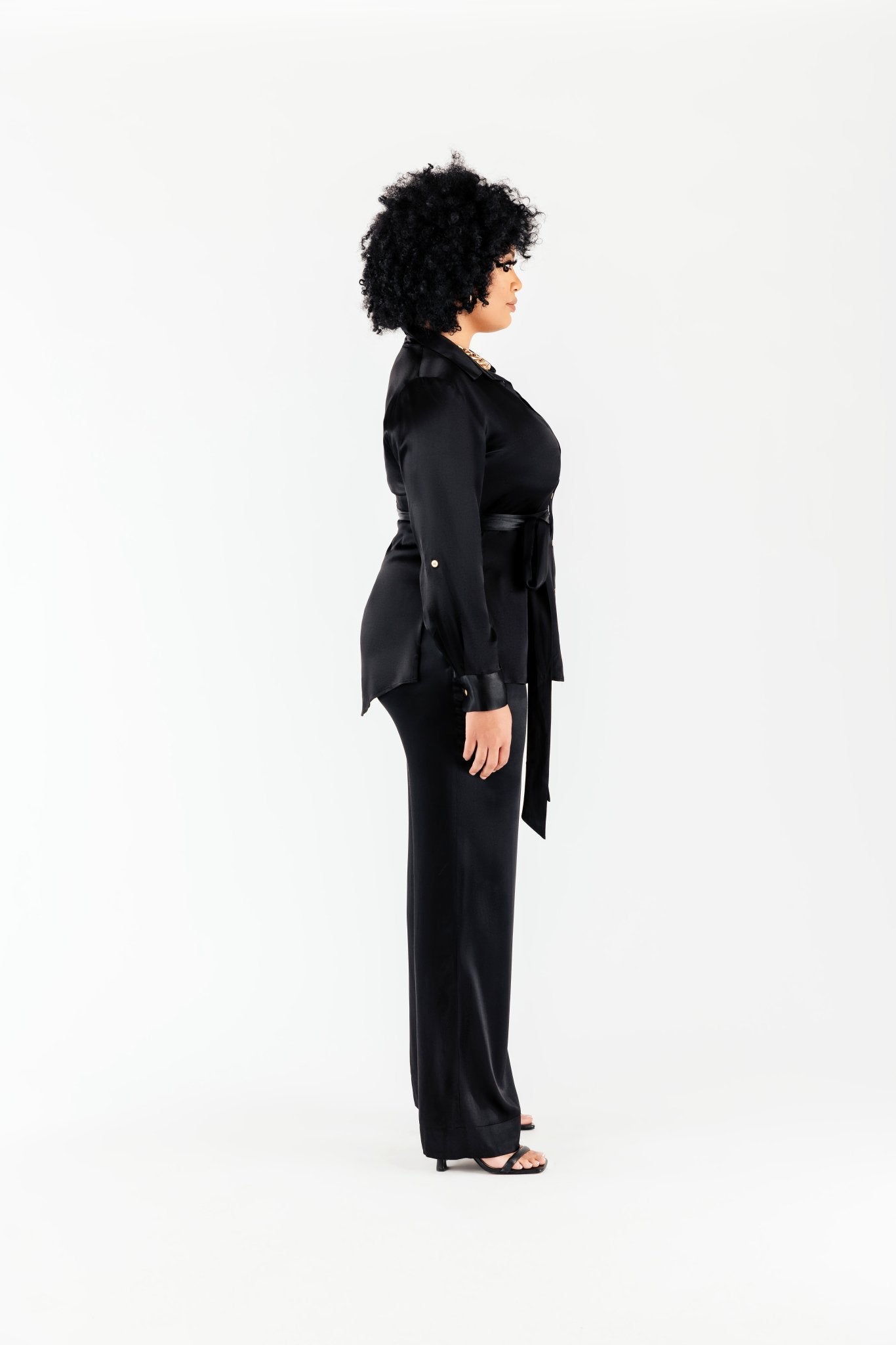 Black Satin Bettina Blouse - Chloe Kristyn