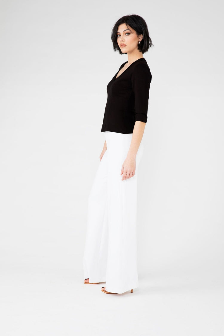 Black Veronica Ponte Half Sleeve Top - Chloe Kristyn