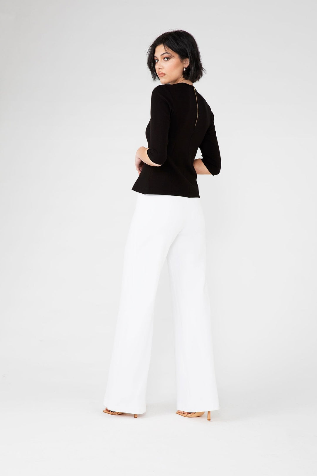 Black Veronica Ponte Half Sleeve Top - Chloe Kristyn