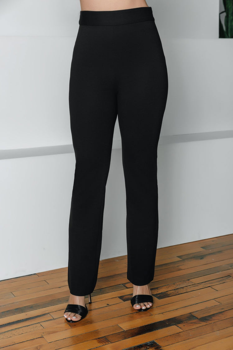 Brennan Straight Leg Ponte Pant | Black - Chloe Kristyn