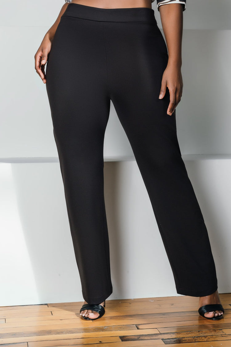 Brennan Straight Leg Ponte Pant | Black - Chloe Kristyn