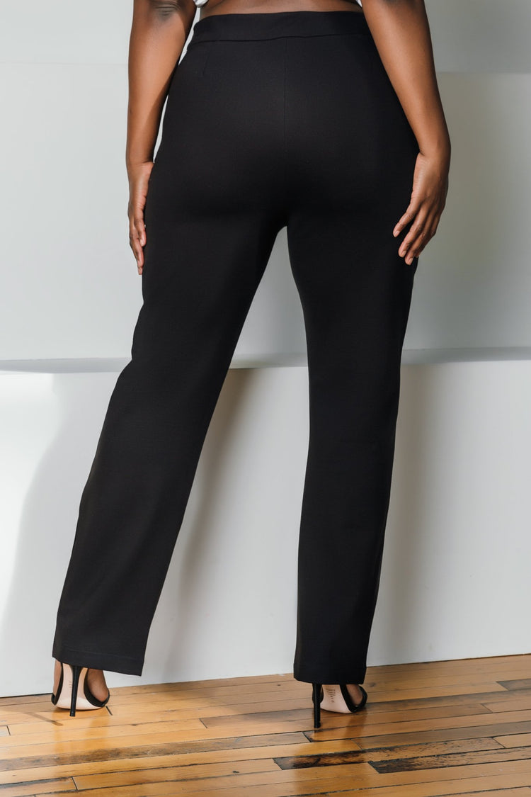 Brennan Straight Leg Ponte Pant | Black - Chloe Kristyn