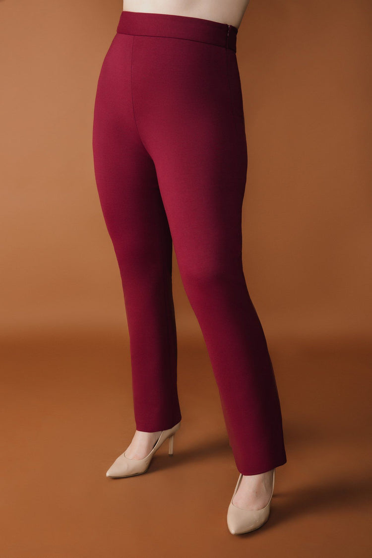 Brennan Straight Leg Ponte Pant | Cabernet - Chloe Kristyn