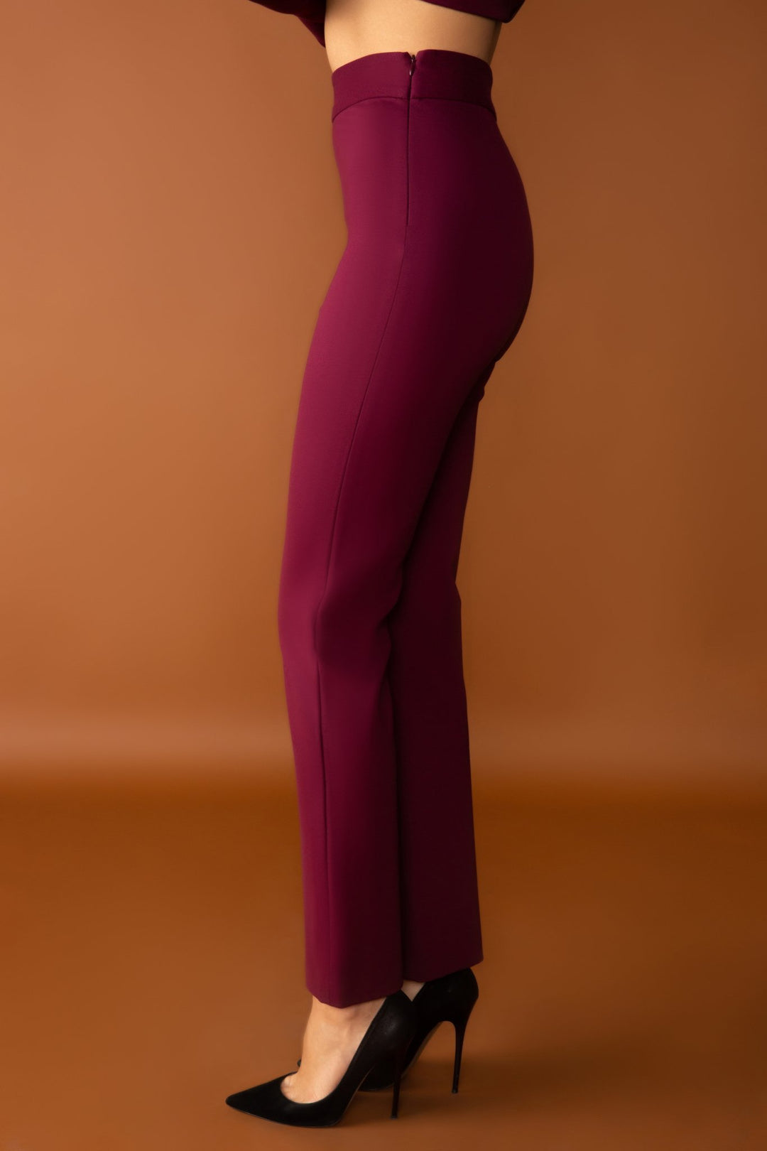 Brennan Straight Leg Ponte Pant | Cabernet - Chloe Kristyn