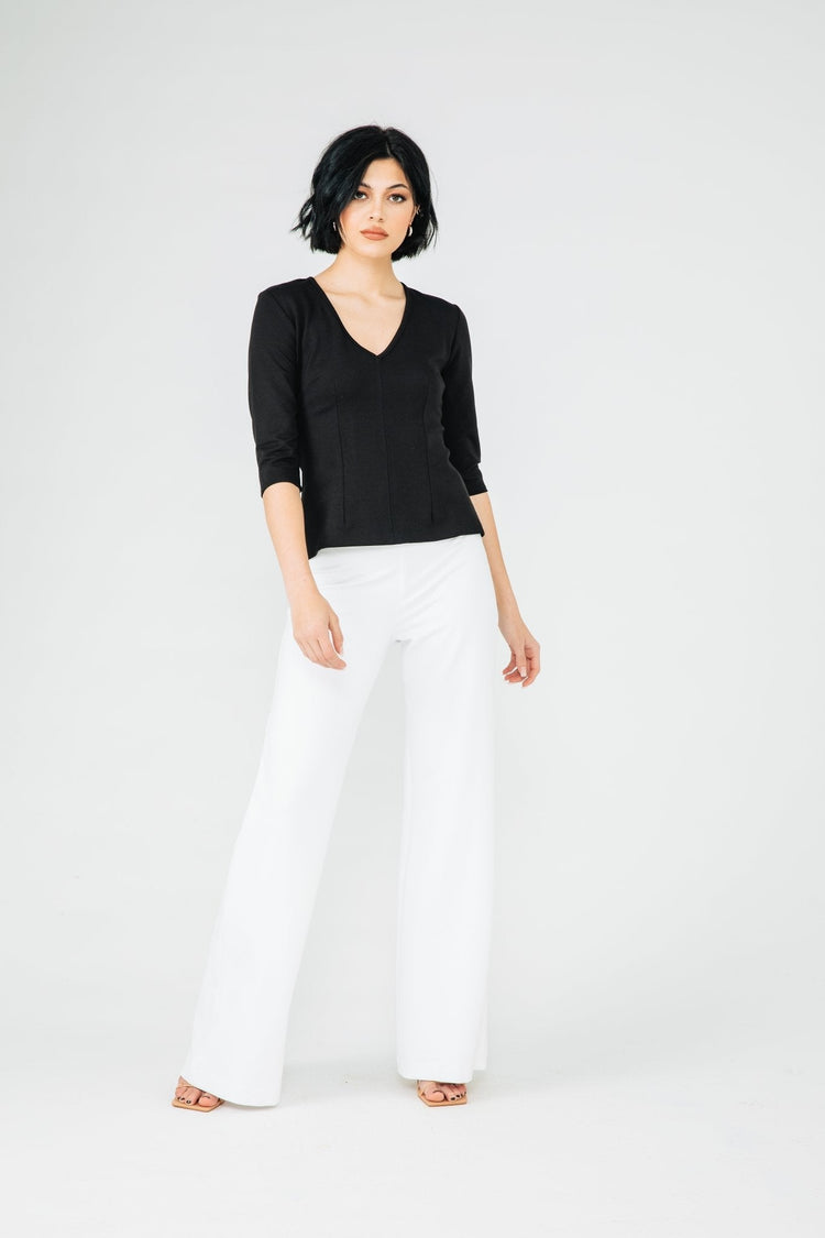 Veronica Ponte Half Sleeve Sleeve Top | Black - Chloe Kristyn